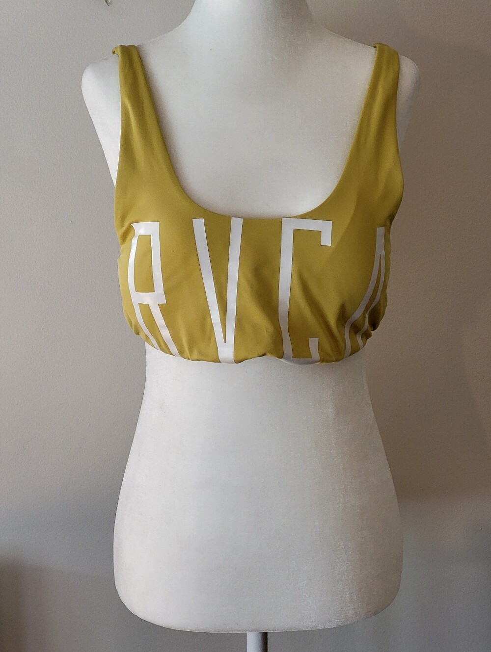 RVCA Black Bralette Bikini Swim Top Gold Logo Size L
